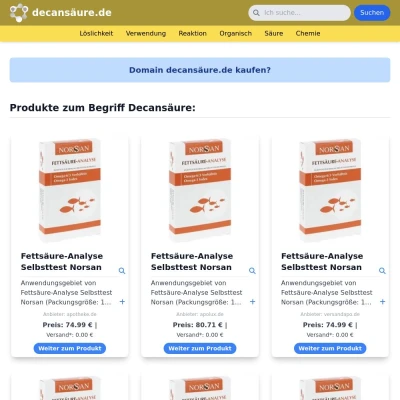 Screenshot decansäure.de