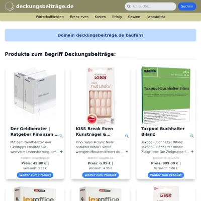 Screenshot deckungsbeiträge.de