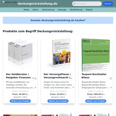 Screenshot deckungsrückstellung.de