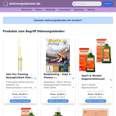 Screenshot dehnungsbänder.de