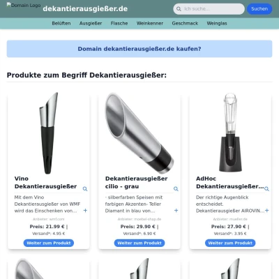 Screenshot dekantierausgießer.de