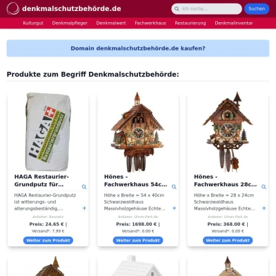 Screenshot denkmalschutzbehörde.de