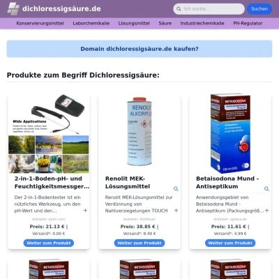 Screenshot dichloressigsäure.de