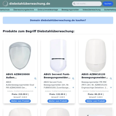 Screenshot diebstahlüberwachung.de