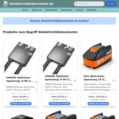 Screenshot dielektrizitätskonstante.de