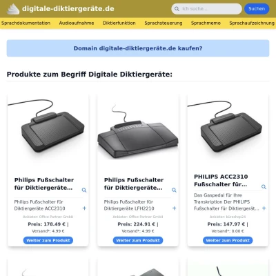 Screenshot digitale-diktiergeräte.de