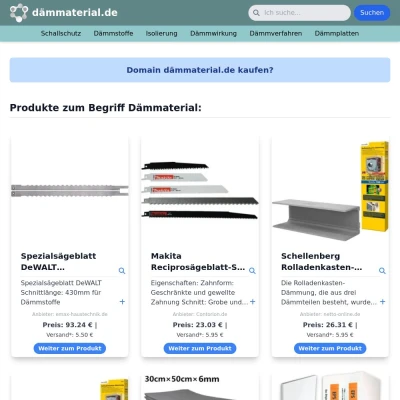 Screenshot dämmaterial.de