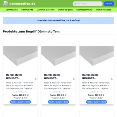 Screenshot dämmstoffen.de