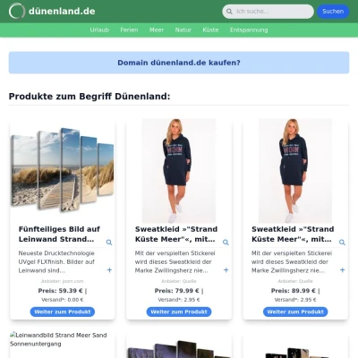 Screenshot dünenland.de