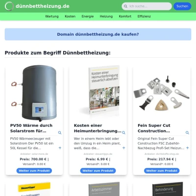 Screenshot dünnbettheizung.de
