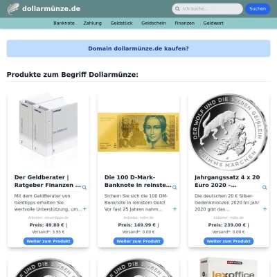 Screenshot dollarmünze.de