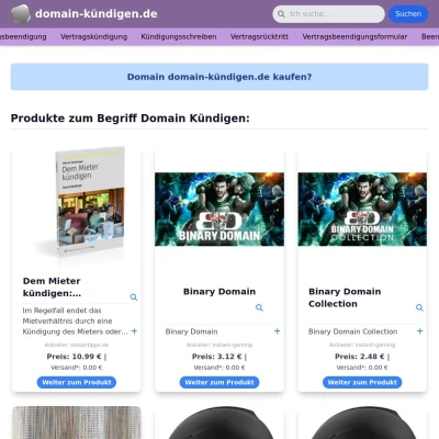 Screenshot domain-kündigen.de