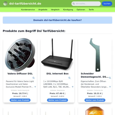 Screenshot dsl-tarifübersicht.de