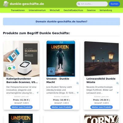 Screenshot dunkle-geschäfte.de