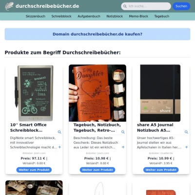 Screenshot durchschreibebücher.de