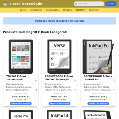 Screenshot e-book-lesegerät.de