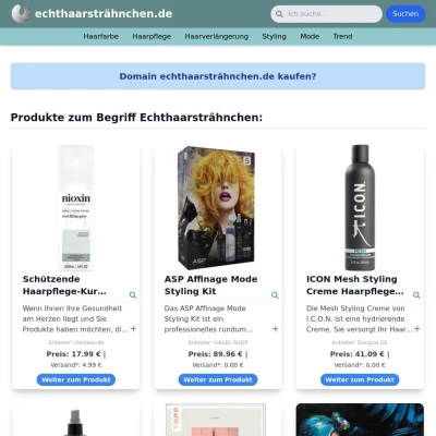 Screenshot echthaarsträhnchen.de