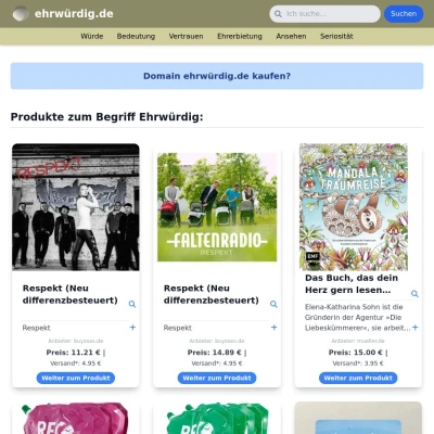 Screenshot ehrwürdig.de