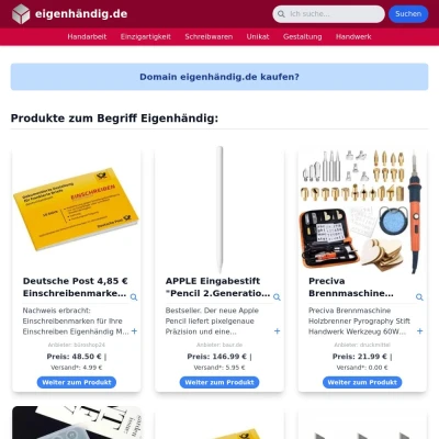 Screenshot eigenhändig.de