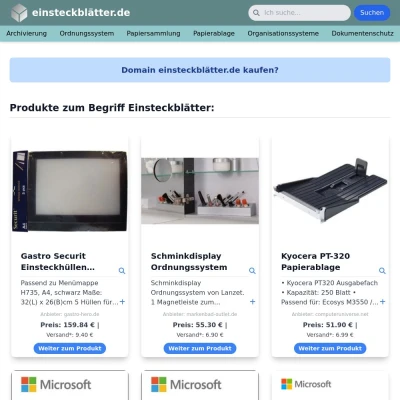 Screenshot einsteckblätter.de