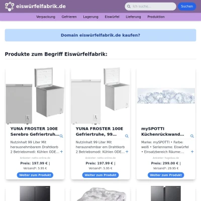 Screenshot eiswürfelfabrik.de