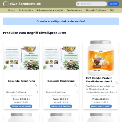 Screenshot eiweißprodukte.de
