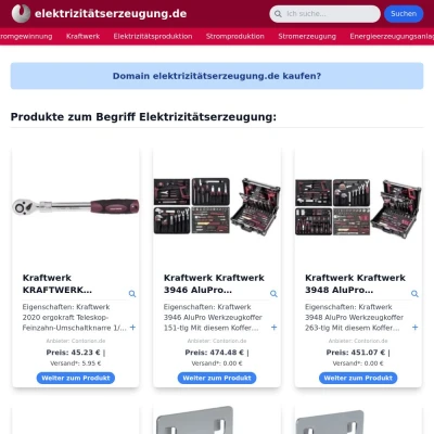 Screenshot elektrizitätserzeugung.de