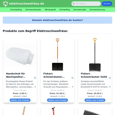 Screenshot elektroschneefräse.de