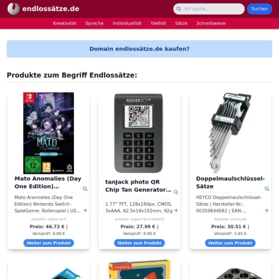 Screenshot endlossätze.de