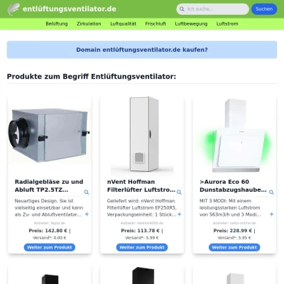 Screenshot entlüftungsventilator.de