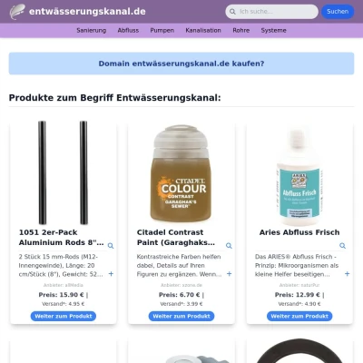 Screenshot entwässerungskanal.de