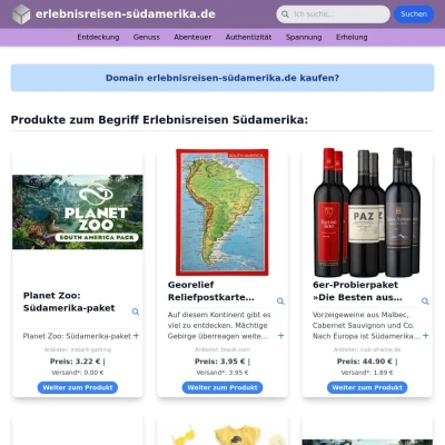Screenshot erlebnisreisen-südamerika.de
