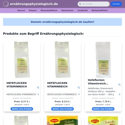 Screenshot ernährungsphysiologisch.de