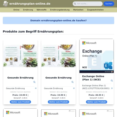 Screenshot ernährungsplan-online.de