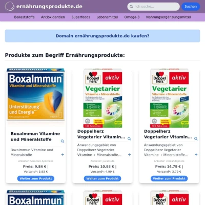 Screenshot ernährungsprodukte.de