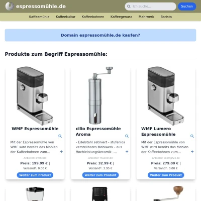 Screenshot espressomühle.de