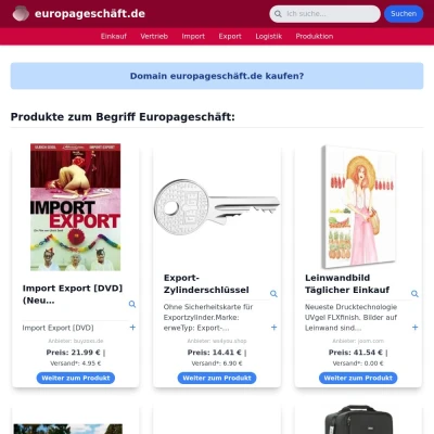 Screenshot europageschäft.de