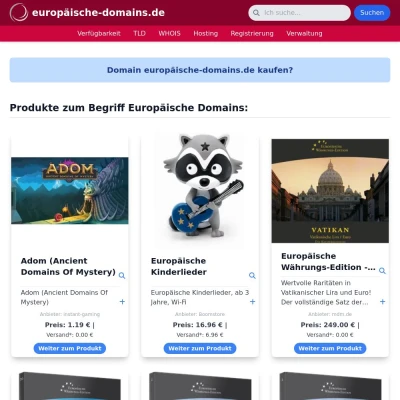 Screenshot europäische-domains.de