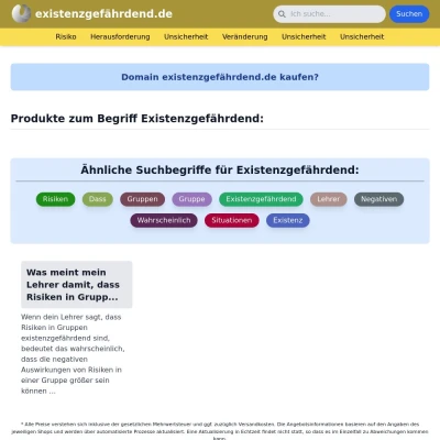 Screenshot existenzgefährdend.de