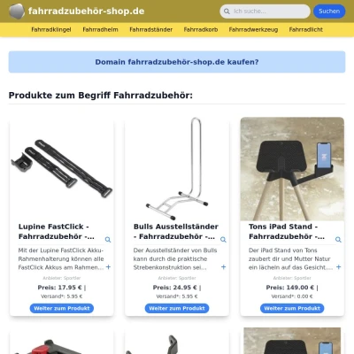 Screenshot fahrradzubehör-shop.de