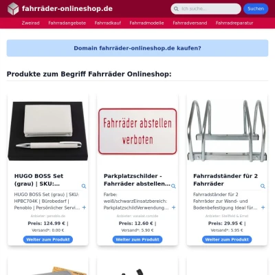 Screenshot fahrräder-onlineshop.de