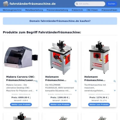 Screenshot fahrständerfräsmaschine.de