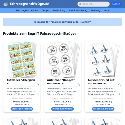 Screenshot fahrzeugschriftzüge.de