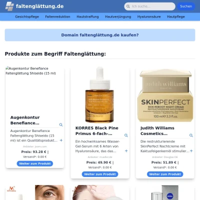 Screenshot faltenglättung.de