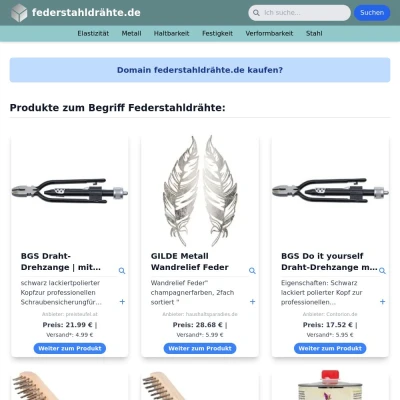 Screenshot federstahldrähte.de