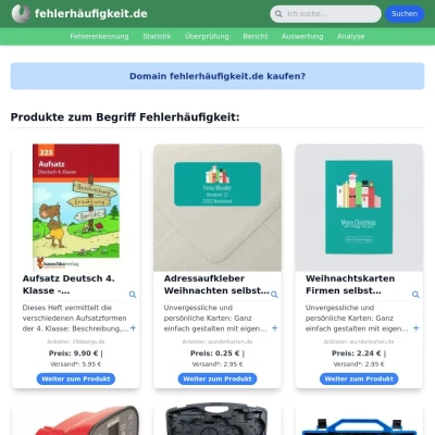 Screenshot fehlerhäufigkeit.de