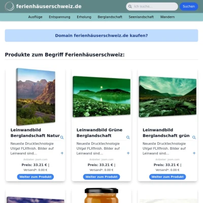 Screenshot ferienhäuserschweiz.de