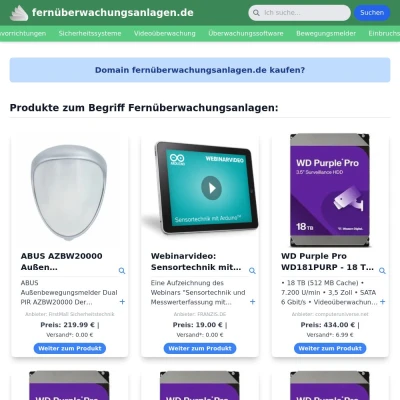 Screenshot fernüberwachungsanlagen.de