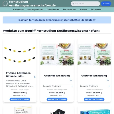 Screenshot fernstudium-ernährungswissenschaften.de