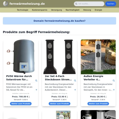 Screenshot fernwärmeheizung.de